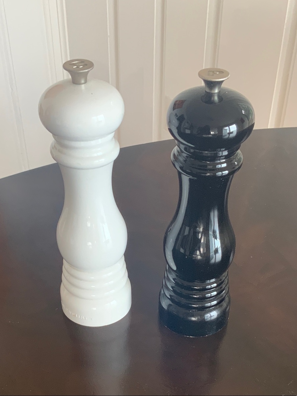 White and Black Salt & Pepper Mill Set by Le Creuset